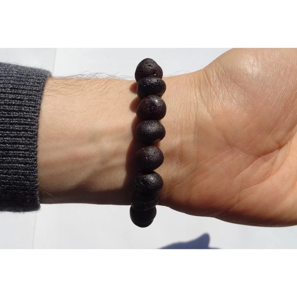 Amber Bracelet w Tigers Eye Bead, Unisex Bracelet, Baltic Amber Bracelet - Picture 6 of 9